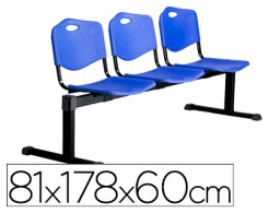 Bancada de espera Q-Connect 3 asientos azul